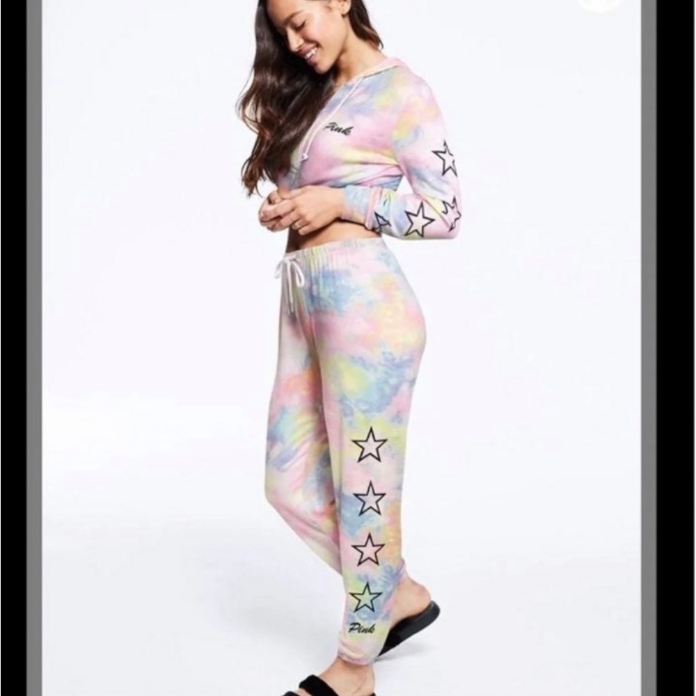 SOLD••VS PINK Cozy Rainbow Tie Dye Set sz L